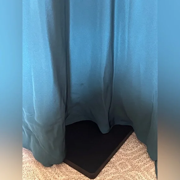 Leith Dress Maxi Long Gown 100% Silk Teal Size M - Picture 4 of 15